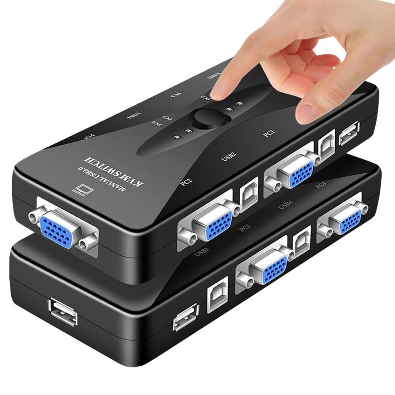 Hub USB Chaveador Switch Kvm 4 Portas VGA Mouse Teclado - Hub